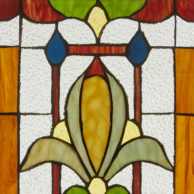 24"H Fleur de Lis Pub Stained Glass Window Panel