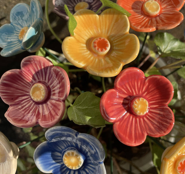 Ceramic Plum Blossom Garden Stakes