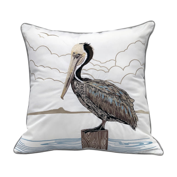 Sunbathing Brown Pelican Indoor/Outdoor Pillow