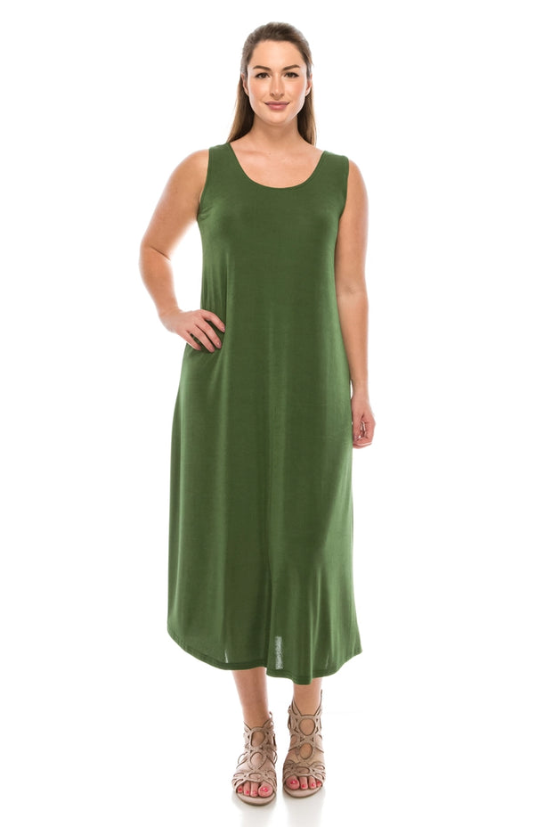 Long Olive Tank Dress