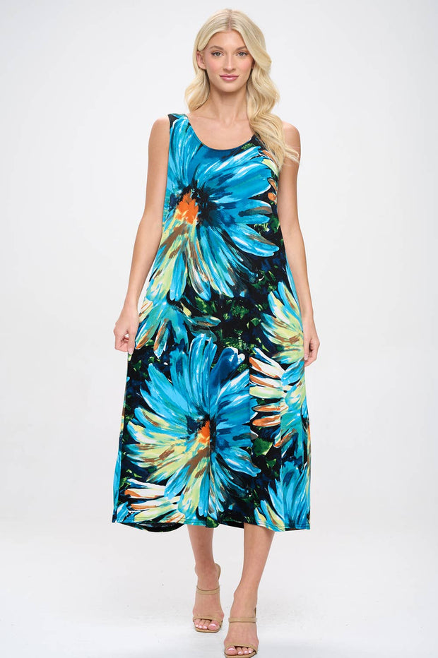 Blue Flower Tank Dress