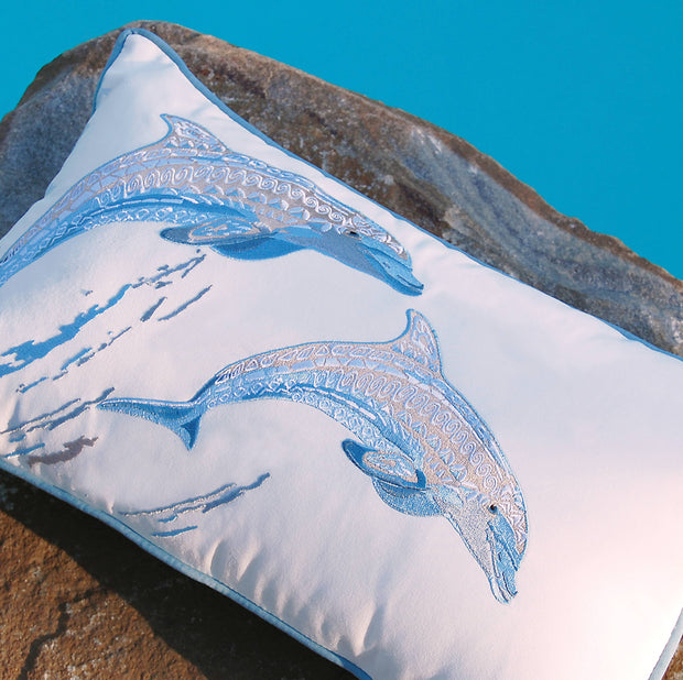 Sea Glass Tribal Dolphin Indoor/Outdoor Pillow