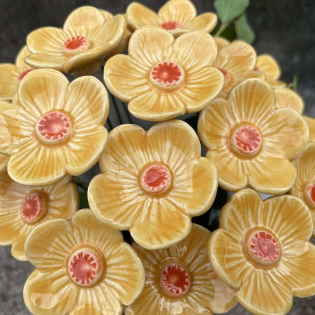 Ceramic Yellow Plum Blossom Stake