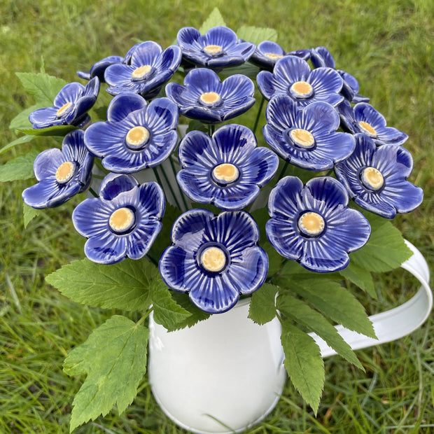 Ceramic Dark Blue Plum Blossom Stake