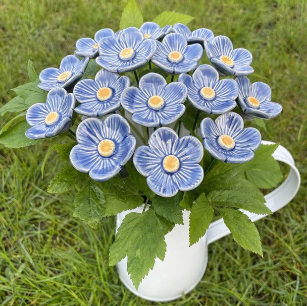 Ceramic Light Blue Plum Blossom Stake