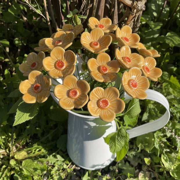 Ceramic Yellow Plum Blossom Stake