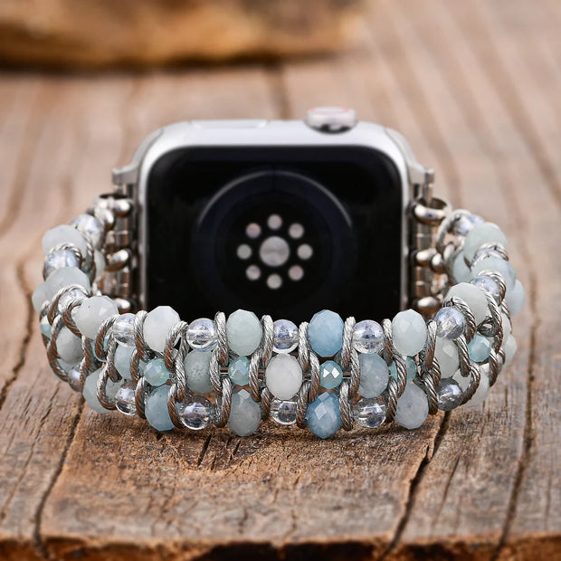 Aquamarine Sapphire Braided Apple Watch Band