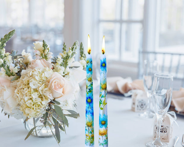 Blue Daisy Taper Candle