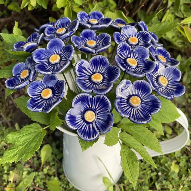 Ceramic Dark Blue Plum Blossom Stake