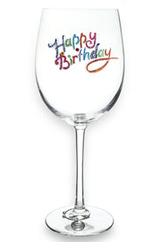 Happy Birthday Stemmed Wine Glass