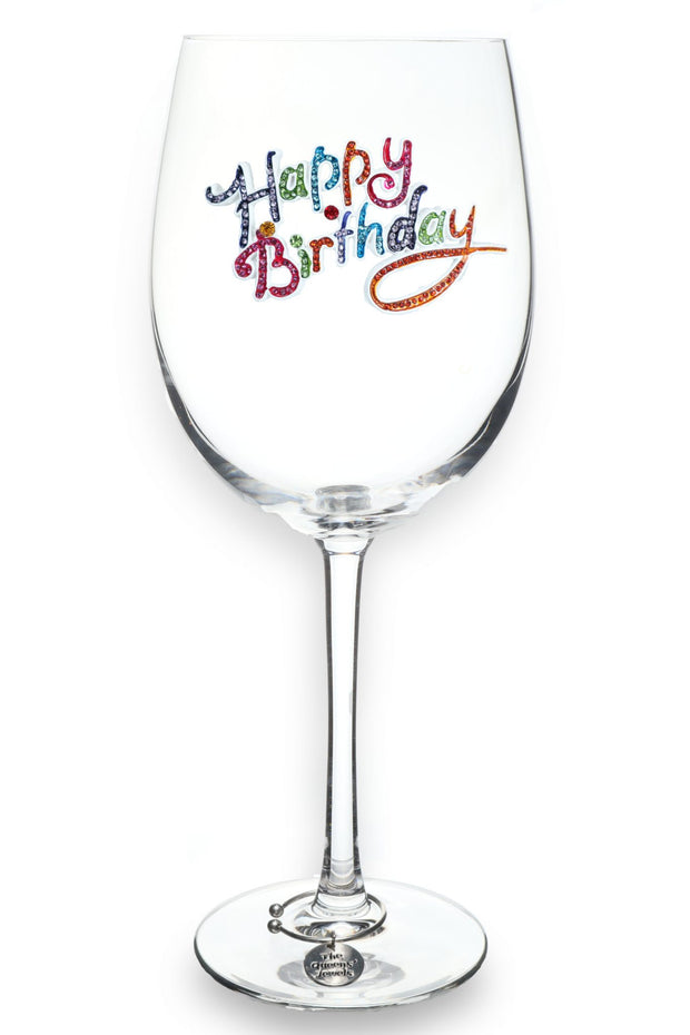 Happy Birthday Stemmed Wine Glass