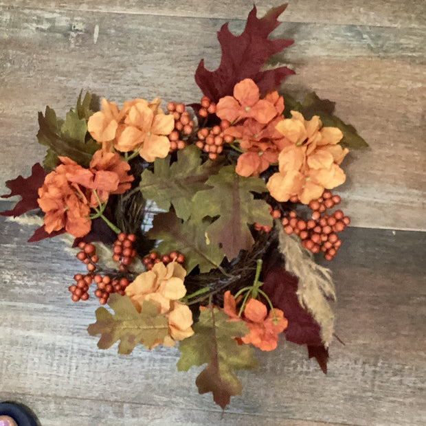 Hydrangea/Leaf Candle Ring