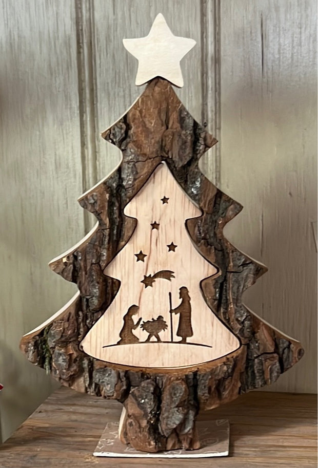 Christmas Tree Wooden Nativity