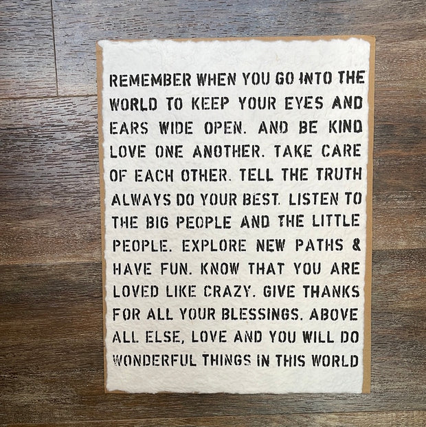 Remember When Recycled Paper Print 12 x 16