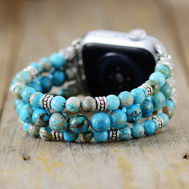 Imperial Turquoise Jasper Stretchy Apple Watch Band