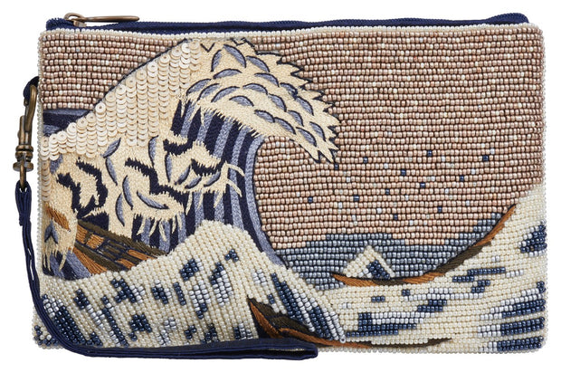The Great Wave Beaded Clutch Bag