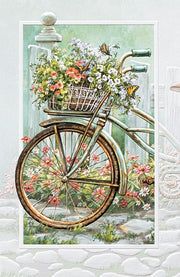 Retro Bike & Basket Wedding Greeting Card