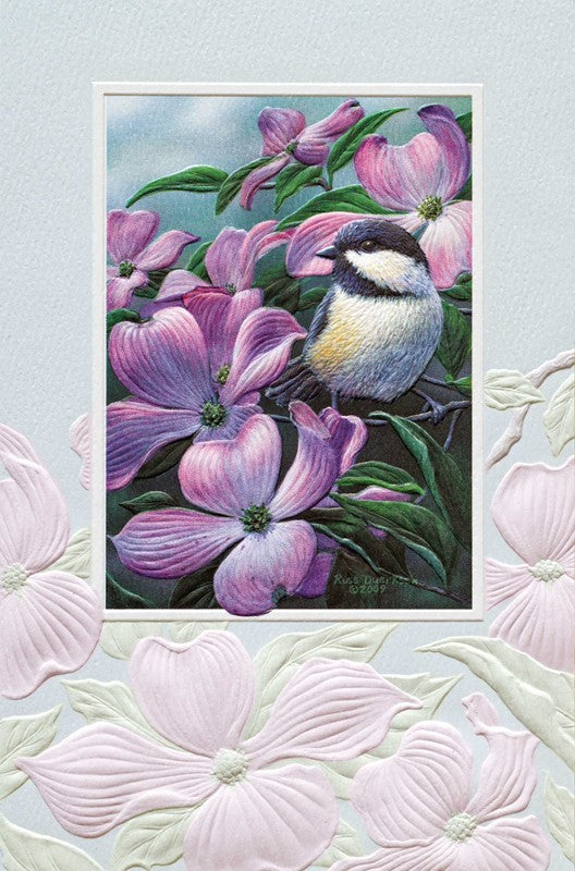 Chickadee On Dogwood Birthday Greeting Card