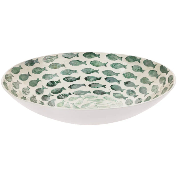 13" Mother of Pearl Swirling Fish Bowl