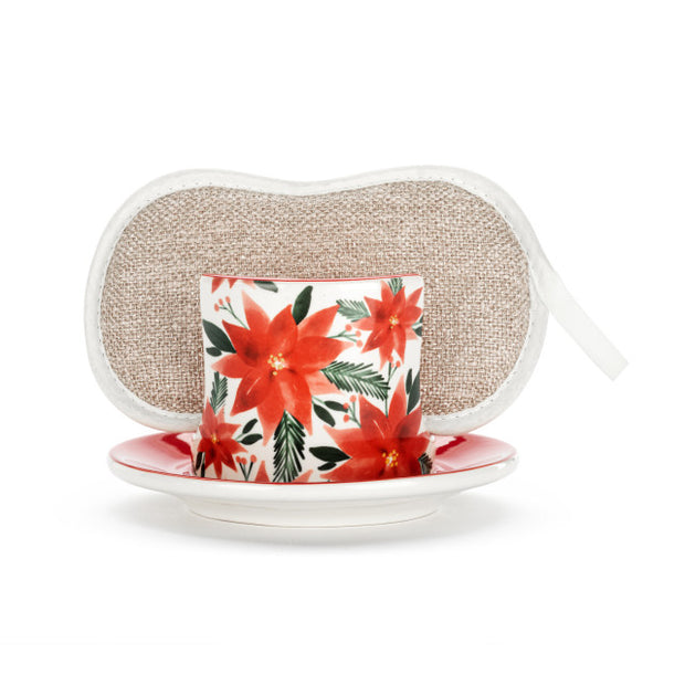 Poinsettia Soap Dish with Sponge