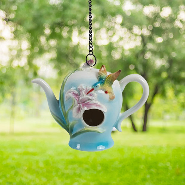 Porcelain Teapot Birdhouses, 7 Styles