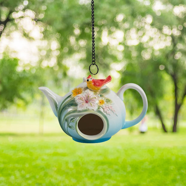 Porcelain Teapot Birdhouses, 7 Styles