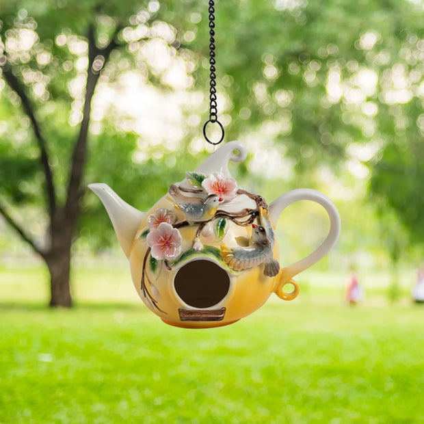 Porcelain Teapot Birdhouses, 7 Styles