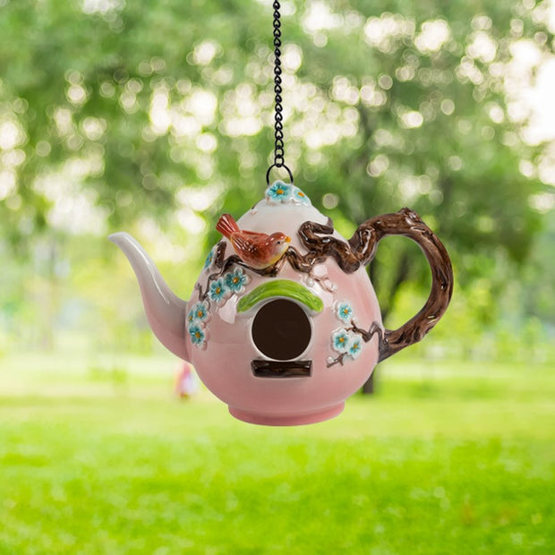 Porcelain Teapot Birdhouses, 7 Styles