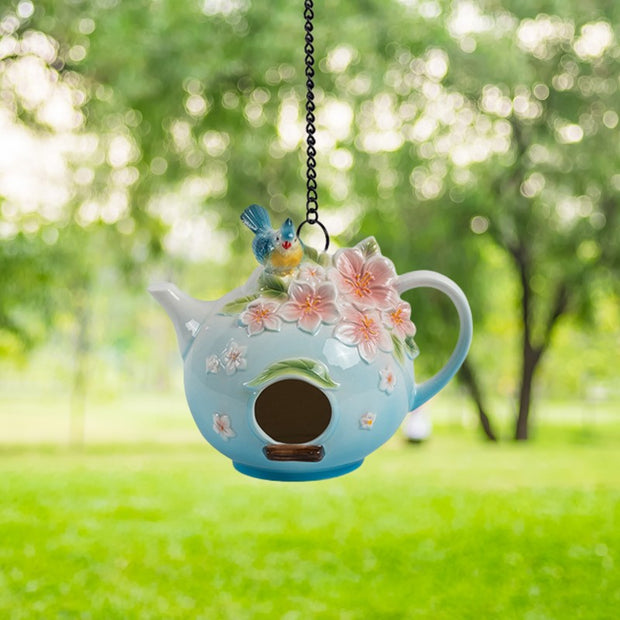Porcelain Teapot Birdhouses, 7 Styles