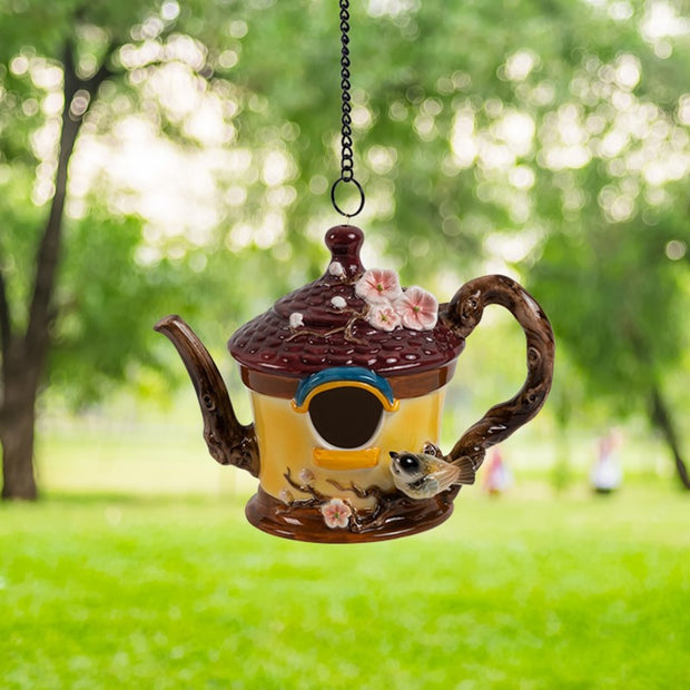 Porcelain Teapot Birdhouses, 7 Styles
