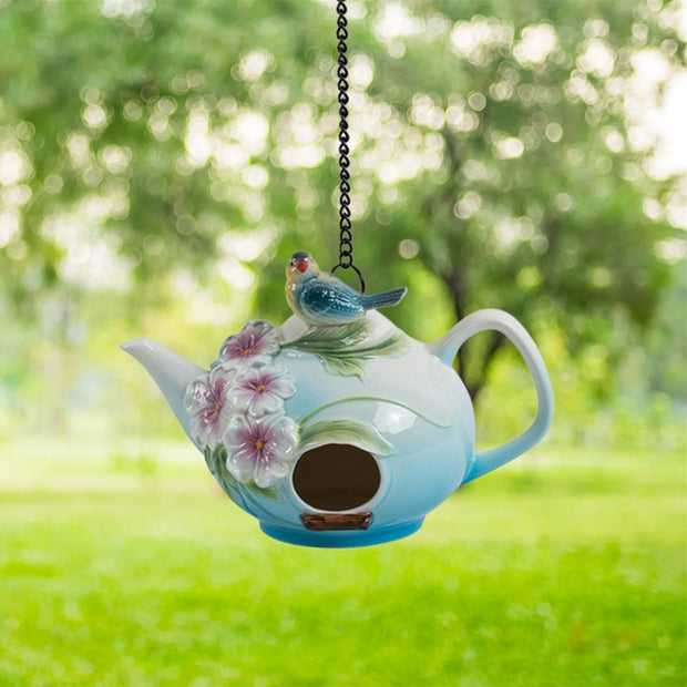 Porcelain Teapot Birdhouses, 7 Styles