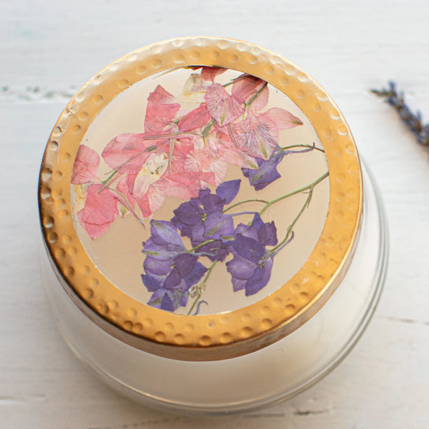 Roman Lavender Pressed Floral Candle