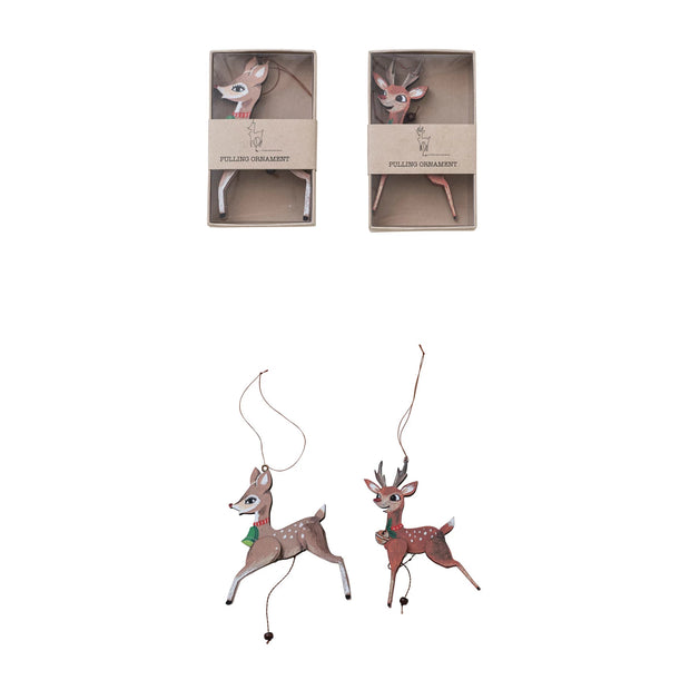 Recycled Paper Deer Pull Ornament, Two Styles