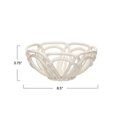 Handmade Stoneware Bread Basket, White