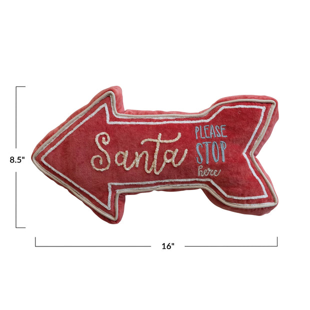 Santa Stop Here Velvet Lumbar Pillow