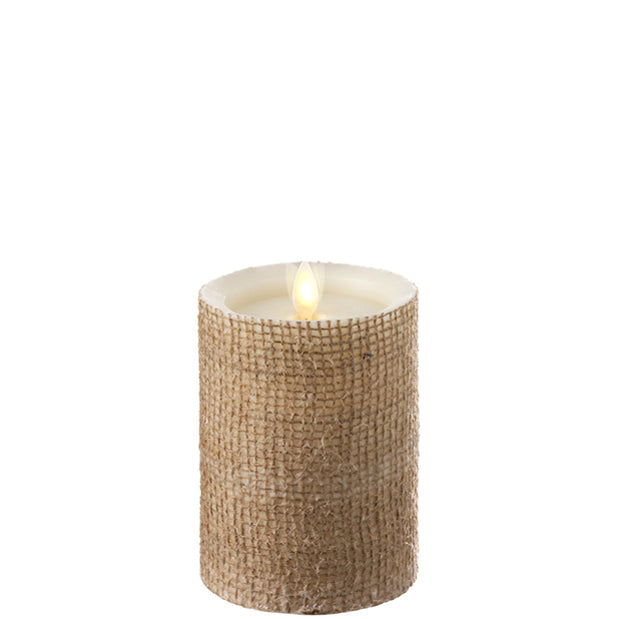 Moving Flame 3.5x5 Burlap Candle