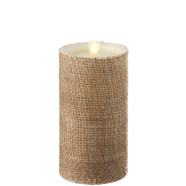 Moving Flame 3.5x7 Burlap Candle