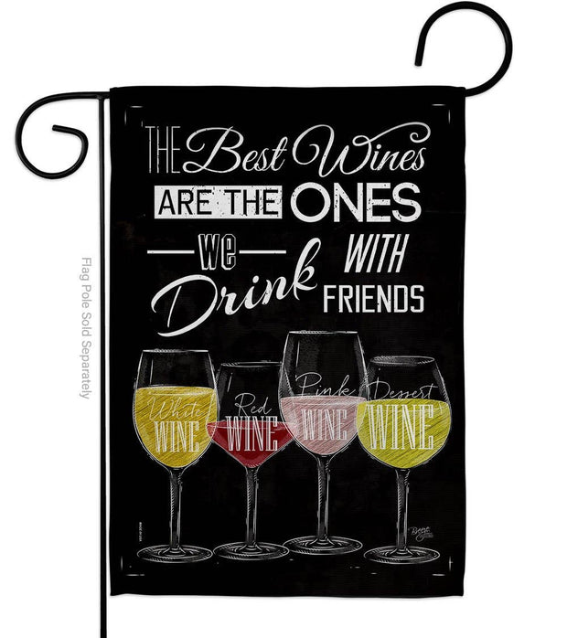 Best Wine with Friends Beverages Decor Flag