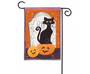 Black Cat and Pumpkins Garden Flag