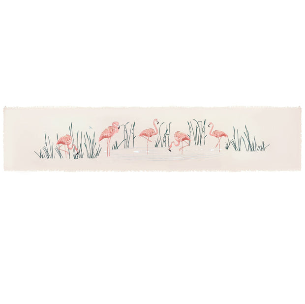 Flamboyance Embroidered Flamingos Table Runner