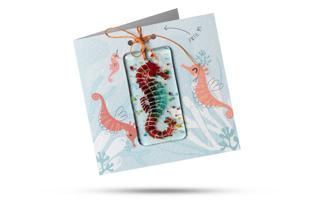 Seahorse - Greeting Card With Fused Glass Gift