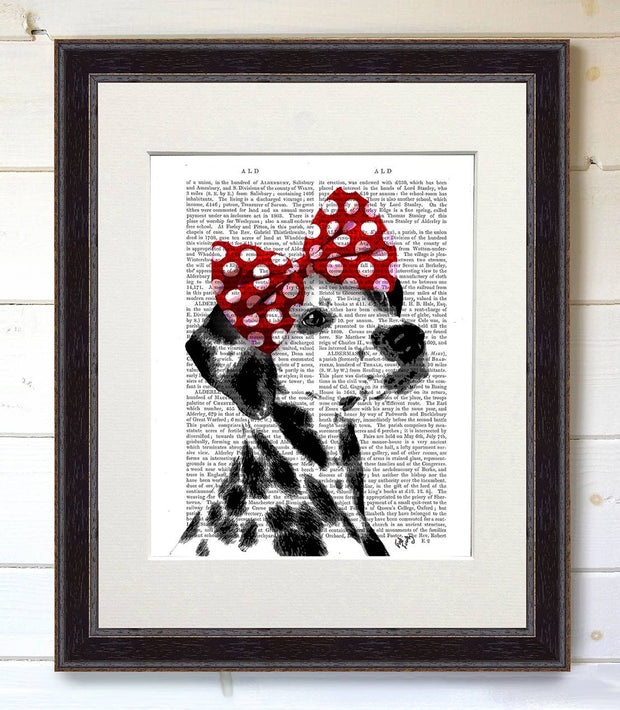 Dalmatian with Red Bow Dog Book Print / Art Print / Wall Art