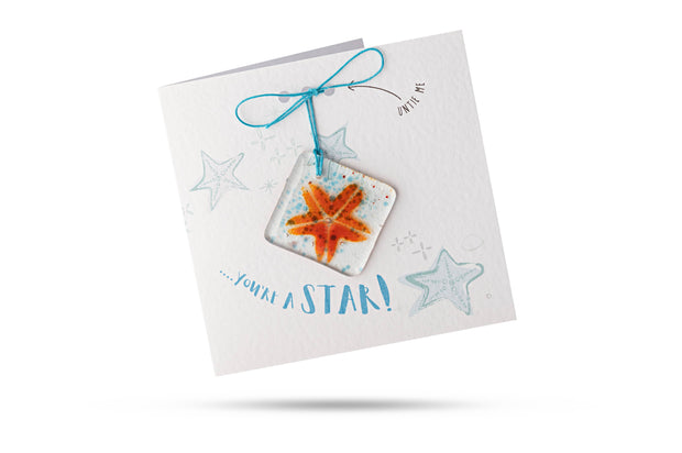 You're a Star (Smile) - Greeting card With Fused Glass Gift