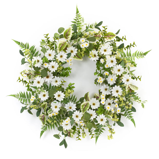 Mixed Foliage/Daisy Wreath