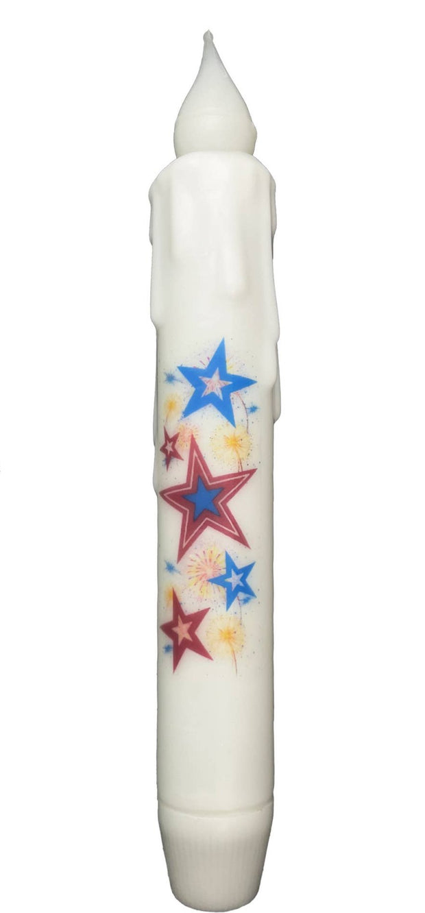 Red, White, Blue Stars Battery Operated Timer Taper