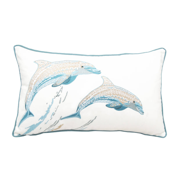 Sea Glass Tribal Dolphin Indoor/Outdoor Pillow