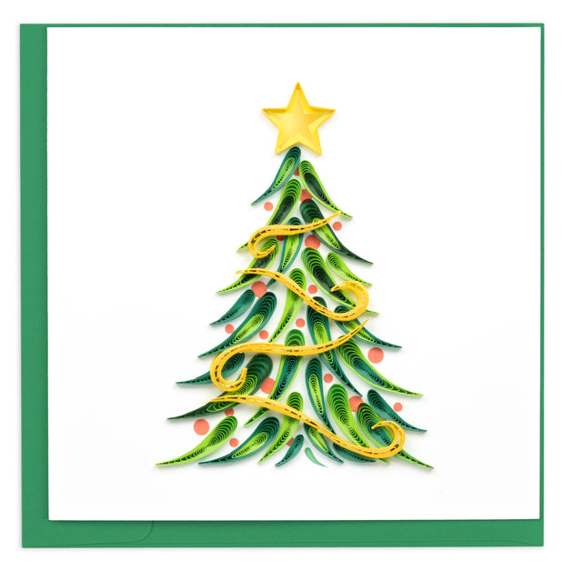 Gold Garland Christmas Tree Quilling Card