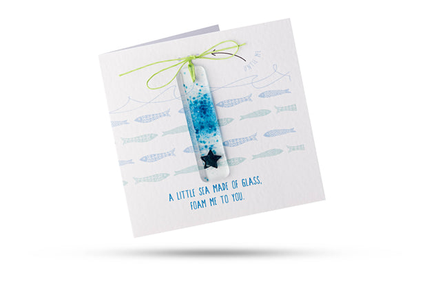 Seafoam Stick (Fish) Greeting Card With Fused Glass Gift