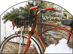 Winter Bicycle Welcome Garden Sign