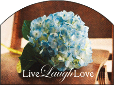 Live, Love, Laugh Blue Hydrangea Garden Sign, Heritage Gallery